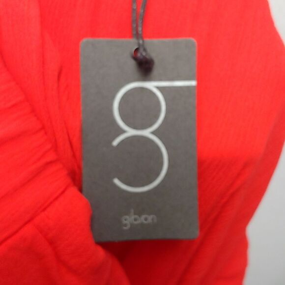 Gibson Look Tiered Belted Gauzy Midi Skirt Sz L Red NEW - Picture 10 of 11